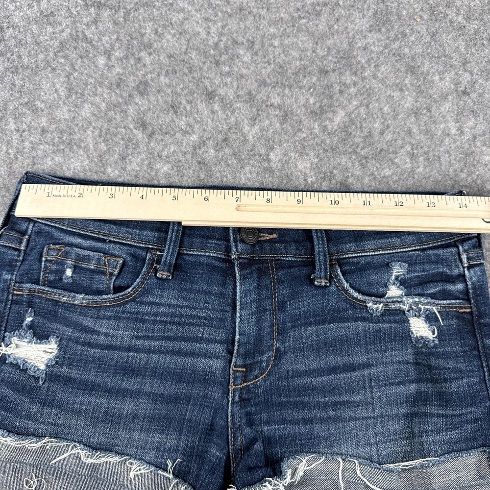 Abercrombie & Fitch Shorts Womens 4 Blue Denim Low Rise Distressed Cutoff - Picture 3 of 11